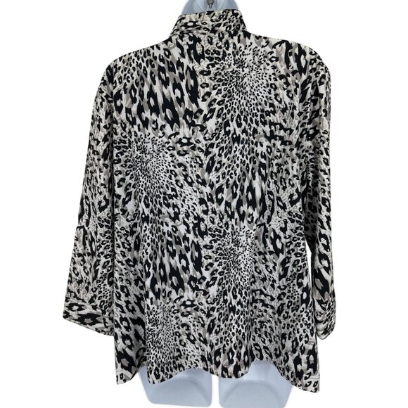 Chicos Additions Leopard Print Zip Lightweight Half Sleeve Jacket Size 2 US L - Picture 5 of 8